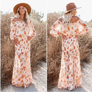 Vici Live For Sunset Floral Smocked Maxi Dress